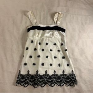 White and Black Silk PJ Top | Suzy Shier